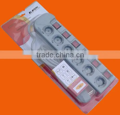 German Style 3 Way Extension Power Strip With Individual Switch (E6003EIS) photo-6