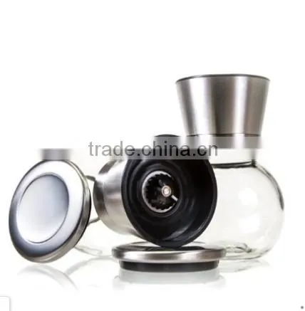 Trade Assurance OEM Package Glass Manual Salt And Pepper Grinders Mills Bottles With Stainless Steel Cap-Round photo-3