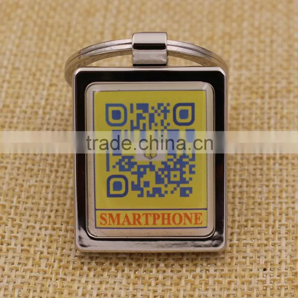 Promotion Custom Rectangle Metal Printing QR Code Keychain photo-6