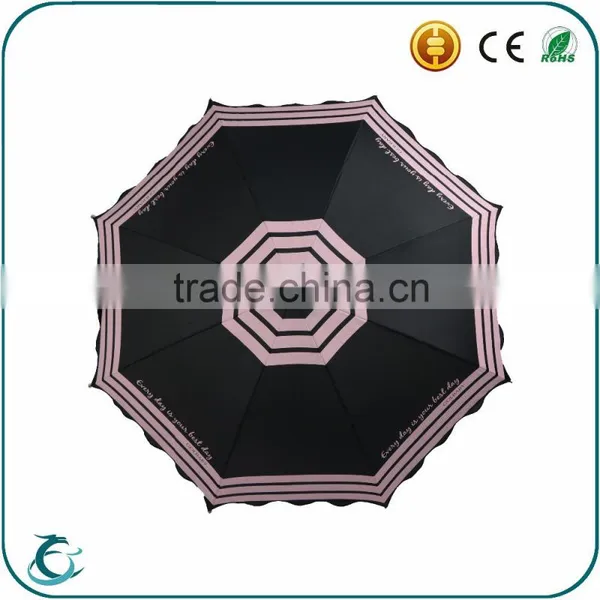Manufacturer Wholesale Customized Wave Edge Straight Umbrella for Lady photo-3