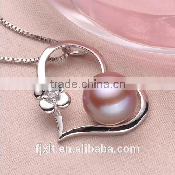 10-11mm Silver Plated Platinum AAAA Grade Pearl Clover Pendant Necklace photo-2