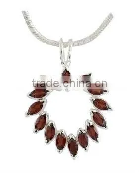 925 Sterling Silver Heart Shape Pendants, Silver Gemstone Pendants
