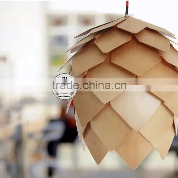 Modern Artichoke Lighting Crimean Pine Cone Wooden Pendant Lamp photo-6
