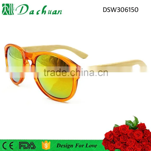 PC Frame With Bamboo Temple New Polarized Bamboo Sunglasses UV400 Mirror Coating Lens