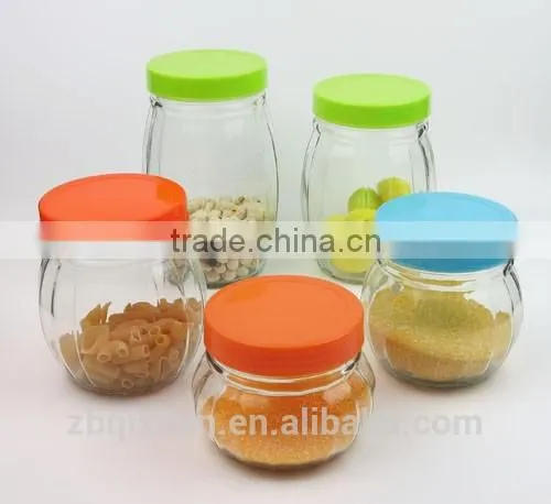 Glass Canister Jar for Kitchen With Plastic Lid, Glass Storage Jar With Plastic Lid