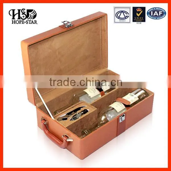 Customize Handmade PU Leather Wooden Box Wine Packaging Gift Box/Wine Bottle Carrier Case photo-3