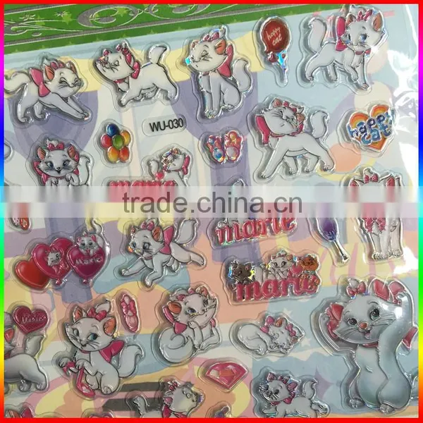 Embossed PVC Cartoon Stickers/lovely Cats PVC Stickers photo-2