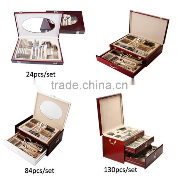 Best Price Gold Plated and Satin Cutlery Set 72pcs