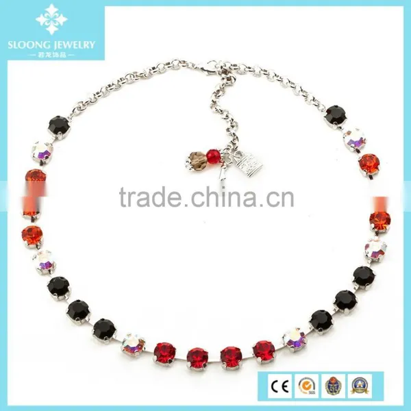 Top Selling 2015 Latest Design Beaded Necklace With Rainbow Colors Austria Crystals photo-3