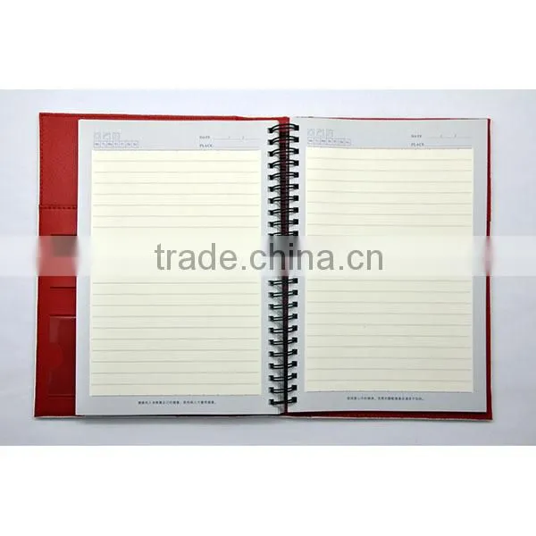 Fashion pu Double Wire Notebook With Large Pocket on Cover photo-3