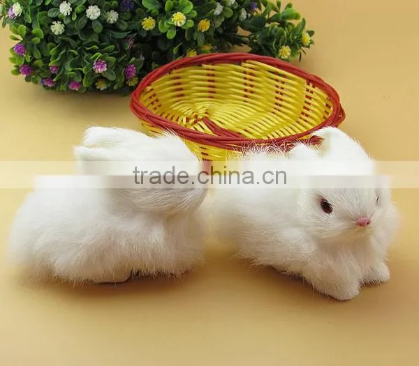 Handmade Real Like Miniature Real Fur Animal Long Ears Bunny Toys photo-3