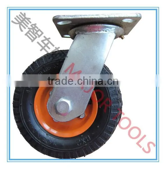 6" Black Pneumatic Tire Swivel Caster Wheel -150kg Capacity photo-2