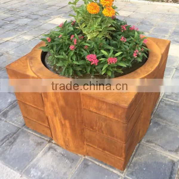 FO-9C53 Square Corten Steel Flower Pot/garden Planter Box photo-2