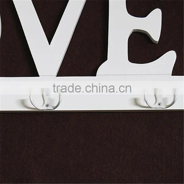 White LOVE Letters Modern Clothes Hangers Coa Track Coat Hook Hanging Wall Hanging Wooden Letter Wall Hook photo-3