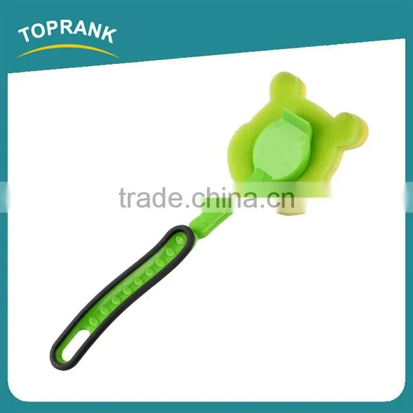Toprank Top Selling Colorful Long Handle Cute Bear Shaped Kitchen Dish Washing Scouring Pad Soap Sponge Pad photo-2