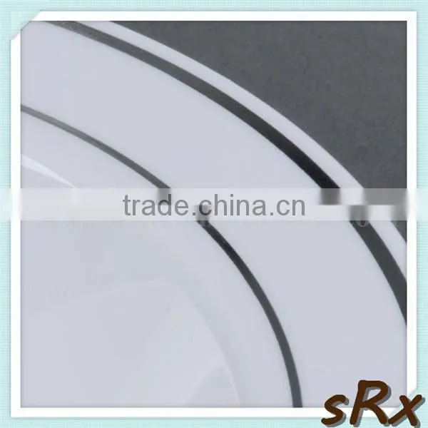 White 12 oz Plastic Soup Round Bowl With Silver Bands,Custom Making Plastic Soup Salad Bowl 12 oz for Sale photo-4