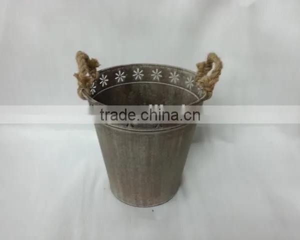 2016 New Grey/white Wash Metal/tin Flower Planter Pots photo-4