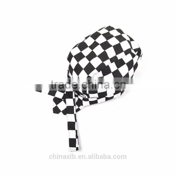 VORCOOL Chef Hat Chef Tie Back Cap Fashion Cap Turban Black With White