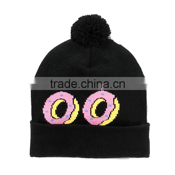 Unique Acrylic Sports Stripe Beanie With Pompom photo-2