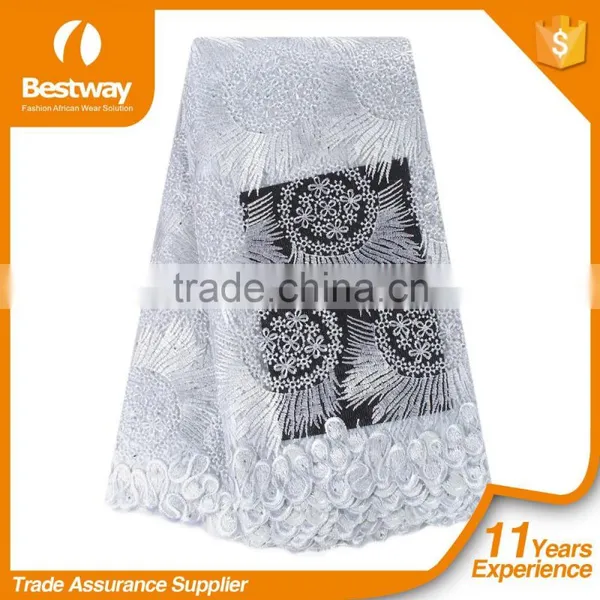 New Design Hot Selling French Net Lace Fancy Beautiful Embroidered Dress French Lace With Stones FL0243 photo-3