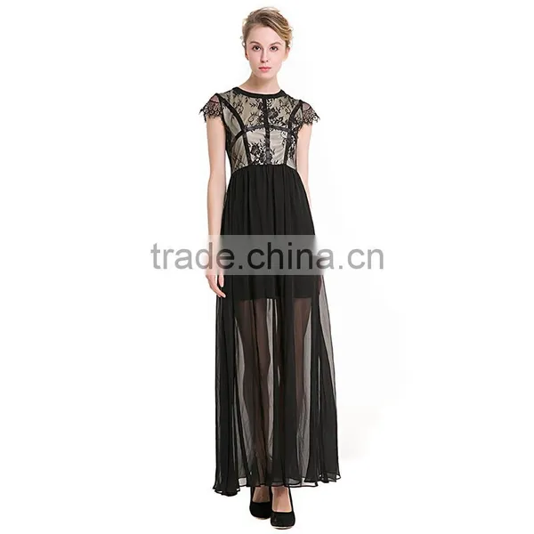Maxnegio Patchwork Women Black Lace Nude Transparent Dress Girls Sexy Night Black Evening Dress photo-6