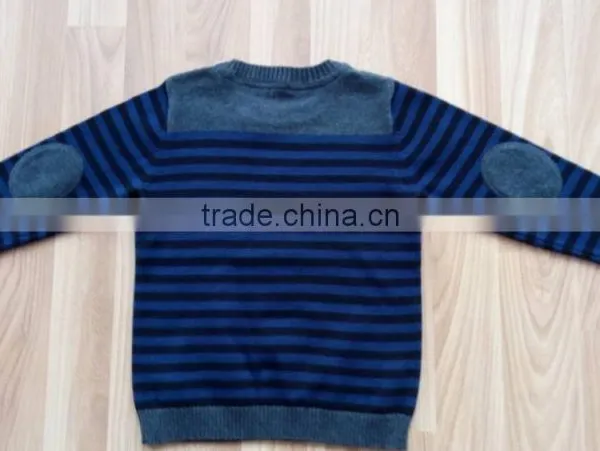 High Quality Kids Children 100% Pure Cotton Plain Elbow Patch Sweater(DK22F) photo-2