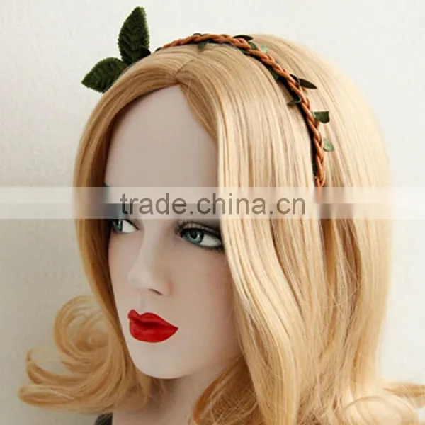 Handmade Cute Rabbit Ear Hair Band With Leaf Decorative Headband for Girls photo-2