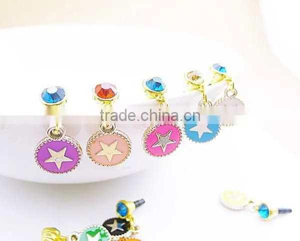 Beautiful Star Pattern Pendant Phone Charms Metal Round Charm Dustproof Jewelry With Crystals photo-2