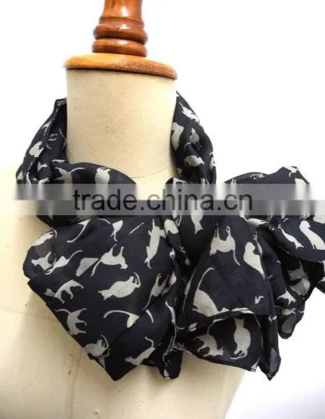 Cat Scarf Scarves Cat Infinity Scarf Chiffon Scarf Black Cat Print Shawl Gift Cat Print Shawl Gift Wrap Super Soft photo-2