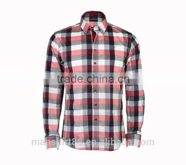 Spandex Cotton Plaid Mens Stretch Shirts photo-2