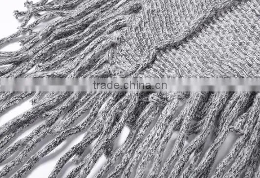 2017 Ladies Stylish Custom Made Tassels Hem Pullover Sweater Poncho With Best Quality photo-6