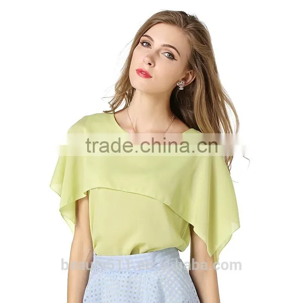 Show Thin Hollow Short Sleeved Chiffon Shirt Sexy Perspective Stitching Chiffon Blouse SD97 photo-4