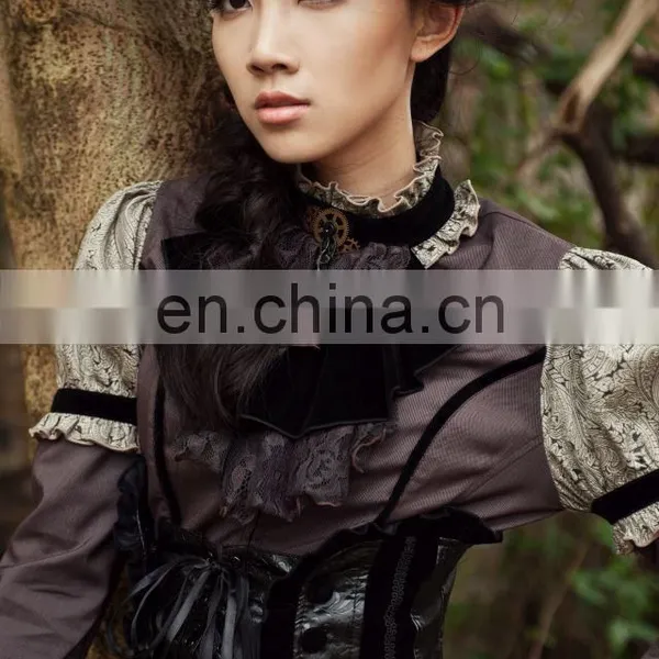 Steampunk Gothic Jabot-collar With Laces Hands of the Clock and Gear photo-6