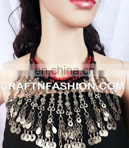 Afghan Kuchi Old 1960s Necklace- Tribal Necklace - Afghan Jewelry - Antique Afghan Long 1960s Jewellery Necklace photo-4