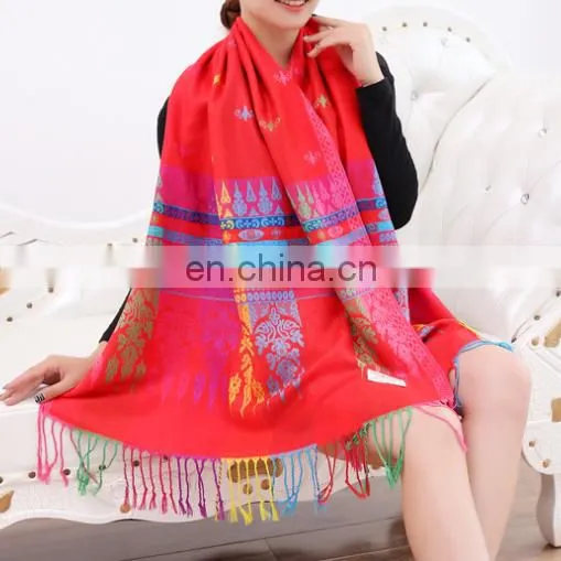 Spring Minority Style New Design Small Bee Colorful Stripes Cotton Linen High Quality Long Scarf photo-2