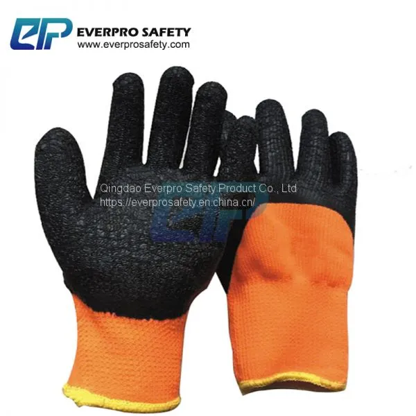 Winter Warm Keeping 7G Acrylic Loop Napping Liner Latex Crinkle Coated Thermal Work Gloves for Industrial and Construction photo-4