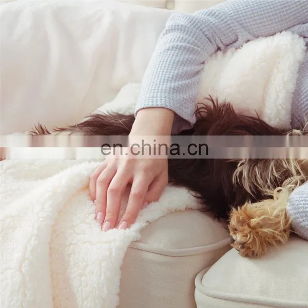 Super Cream Tapestry Big King Size Microfiber Thick Sherpa Blanket For Sale photo-6