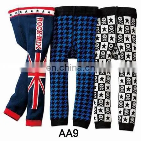 Toddler Boys Girls Knit Footless Ankle Tight Leggings Pants Tights Printed Polkar Dot Skull Trousers 4 Size 3 Pairs/pack photo-2