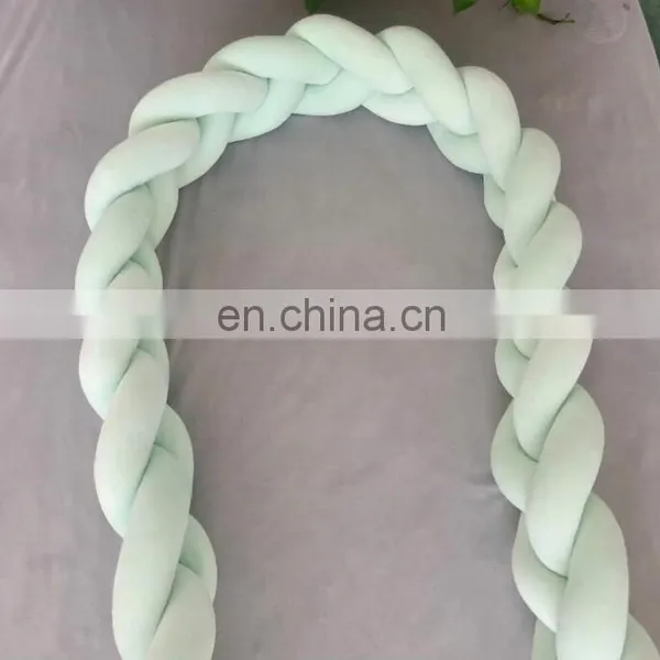 Wholesale Baby Safe Bumper Knot Pillow Mixed Colors Chunky Knit Baby Bedding Cradle Bumper photo-6