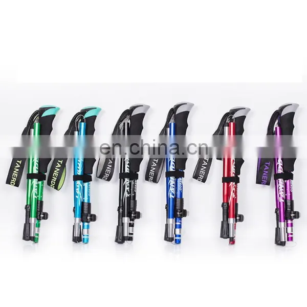 Aluminum Alloy Folding Stick Ultra Light Mountaineering Cane Telescopic Trekking Poles Walking Stand Climbing Camping Cane photo-2