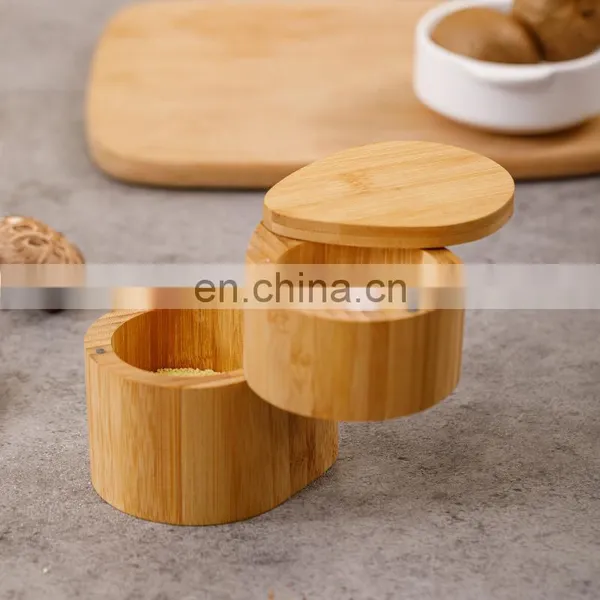 Creative Design Adjustable Kitchen Round Bamboo Spice Box Storage Organizer With Lid Pantry Organizer Kitchen & Tabletop photo-3