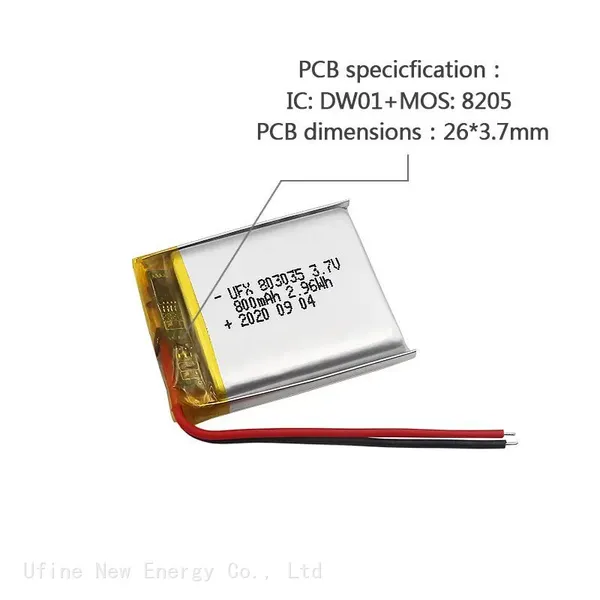 UFX 803035 800mAh 3.7V Rechargeable Battery China Polymer Li-ion Cell Factory Hot Selling Batteries for Medical Equipment photo-3