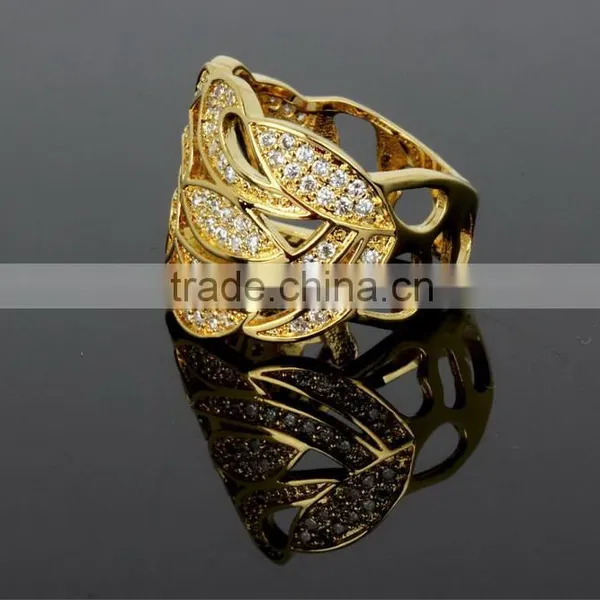 Latest Design Party Dress Cubic Zirconia Chunky Big Size Women Gold Wedding Ring photo-4