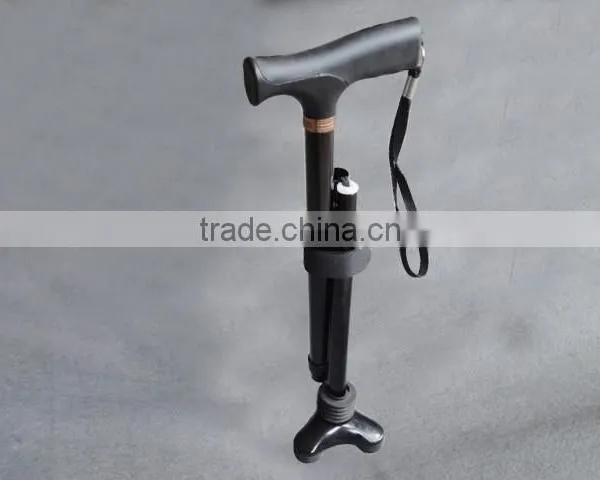 FDA Deluxe Foldable Tripod Walking Cane Folding Collapsible Black Aluminum Cane Walking Standing Stick Adjustable photo-2