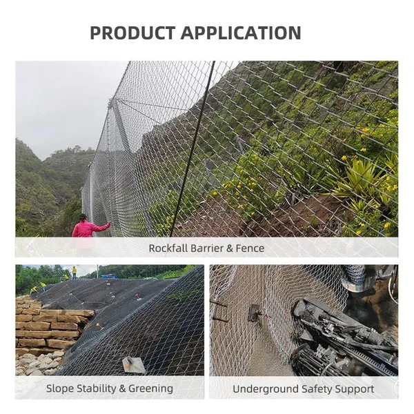 65mm High Strength Nodes Are Firmly Secured Intercepting Mountain Debris Zinc-Coated Steel Rope Net photo-2