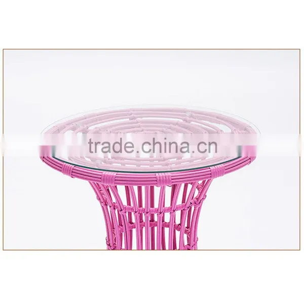 Modern Coffee Tables Rattan Patio 3PCS Garden Coffee Outdoor Dining Table And Chair Set photo-3