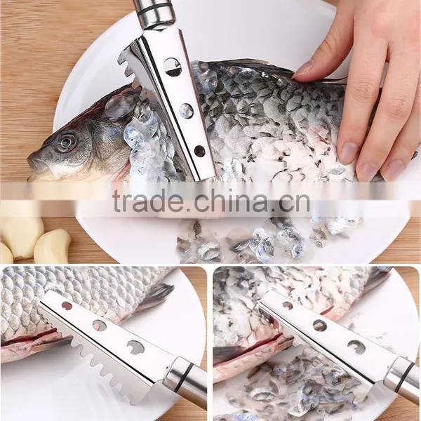 Strong Grip Stainless Steel Fish Scale Scraper Remover for Fast Kitchen Food Prep photo-5