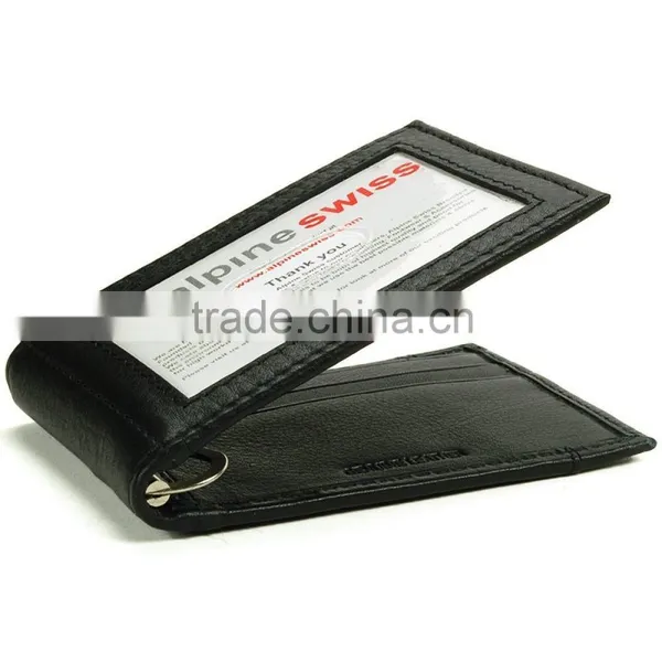 New Black Mens Promotion Bifold Genuine Leather Money Clip Wallet photo-5