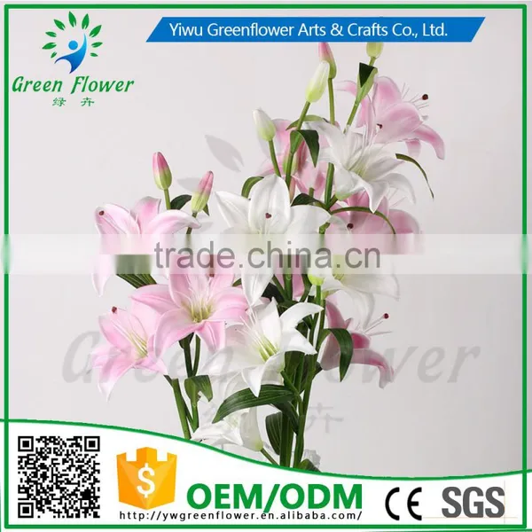 2016 Wholesale 5 Heads Multicolor Artificial Flowers Lily Real Touch Bouquet Wedding Bridal Home Declarative Flowers photo-5