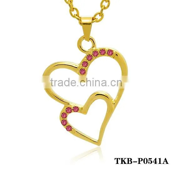Gold Plated Enclosed Crystal Hollow Heart Shape Pendant Light Modern Necklace photo-2
